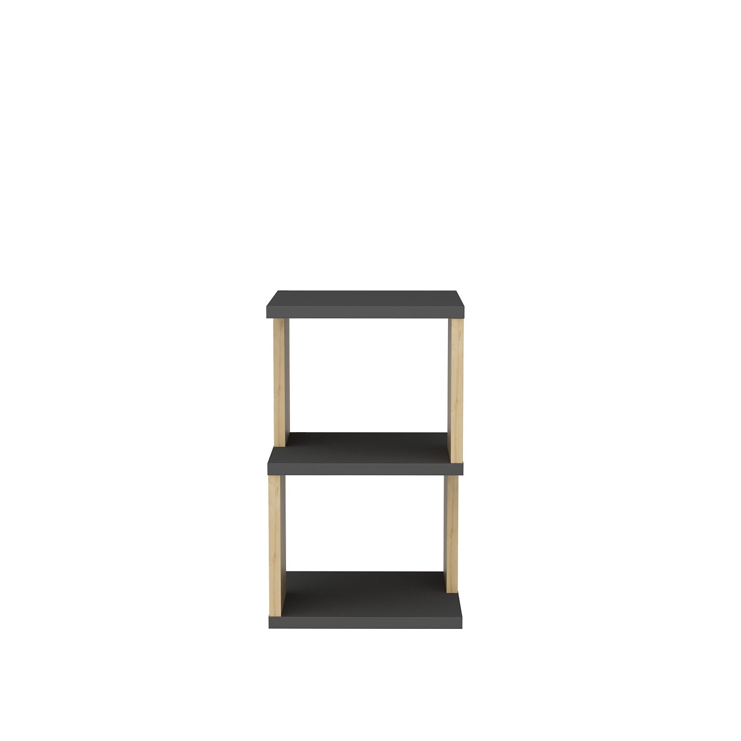 Mesa de Cabeceira Escandinava, Antracite e Carvalho, 29,6 x 29,6 x 49,4 cm | Painel de Partículas 100% Revestido com Melamina, 18 mm de Espessura | Solução de Armazenamento Elegante e Funcional