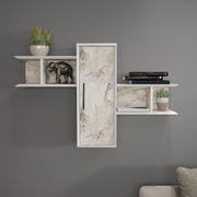 Prateleira de parede moderna, branca, 118,6 x 35 x 51,8 cm | Painel de partículas 100% revestido em melamina, 18 mm de espessura | Solução de armazenamento elegante e funcional para qualquer ambiente