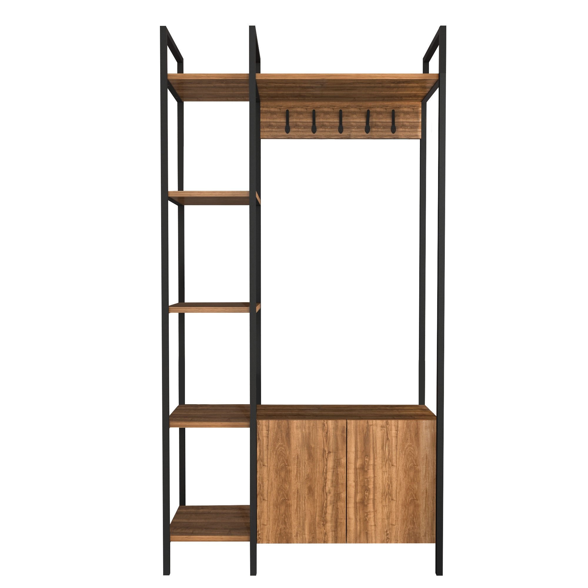Suporte Industrial para Hall, Nogueira e Preto, 90 x 35 x 175 cm | Painel de Partículas 100% Revestido com Melamina, 18 mm de Espessura | Solução de Armazenamento Elegante para Entradas