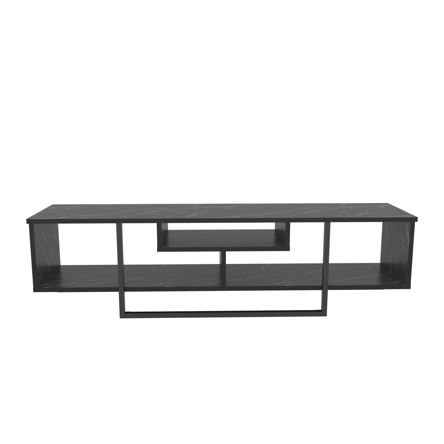 Suporte de TV elegante preto, 150 cm de largura, 35,2 cm de profundidade, 40 cm de altura | Painel de partículas 100% revestido de melamina, 18 mm de espessura | Perfeito para salas de estar modernas