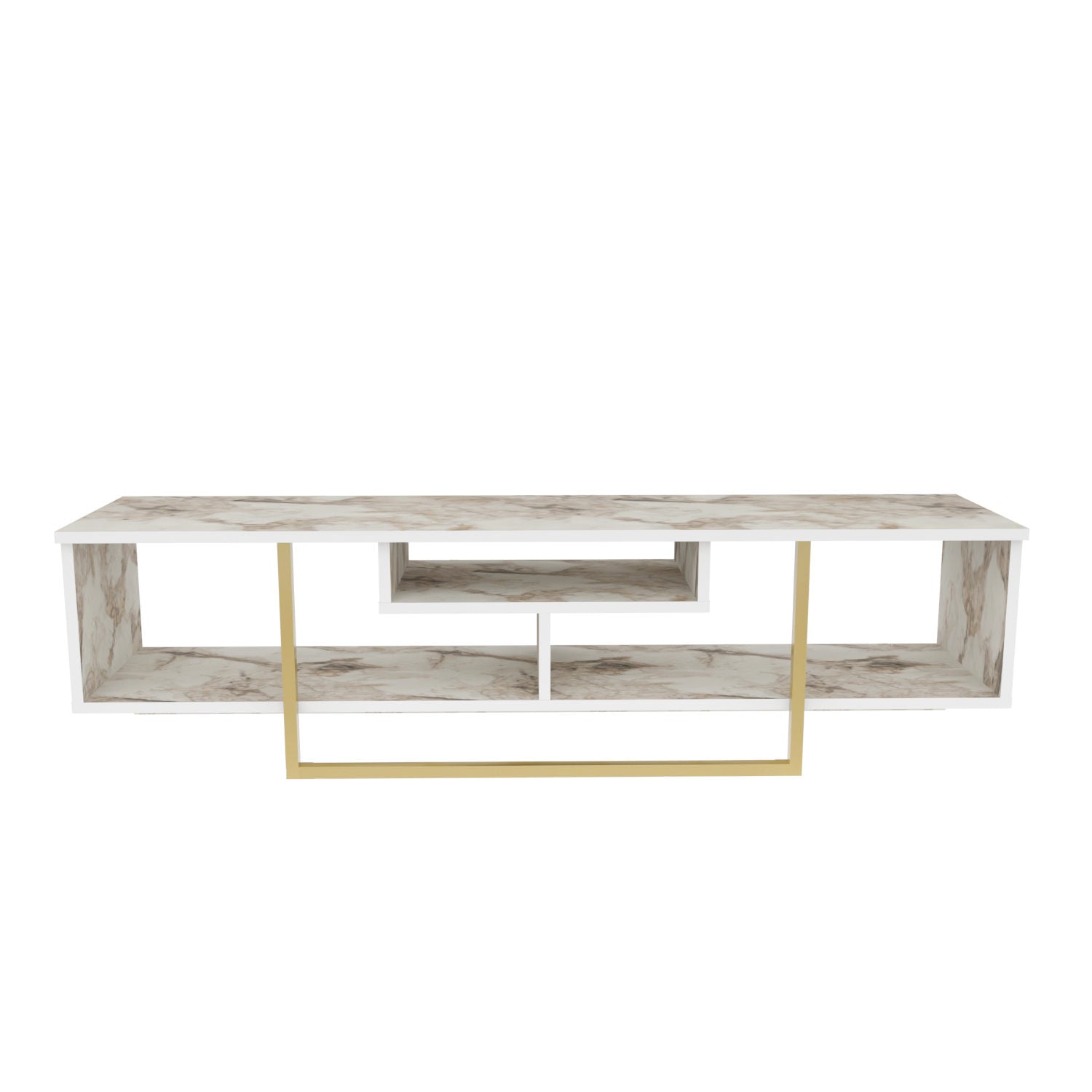 Suporte de TV Glamouroso, Dourado e Branco, 150 cm x 35,2 cm x 40 cm | Painel de partículas 100% revestido em melamina, 18 mm de espessura | Elegante e funcional para salas de estar modernas