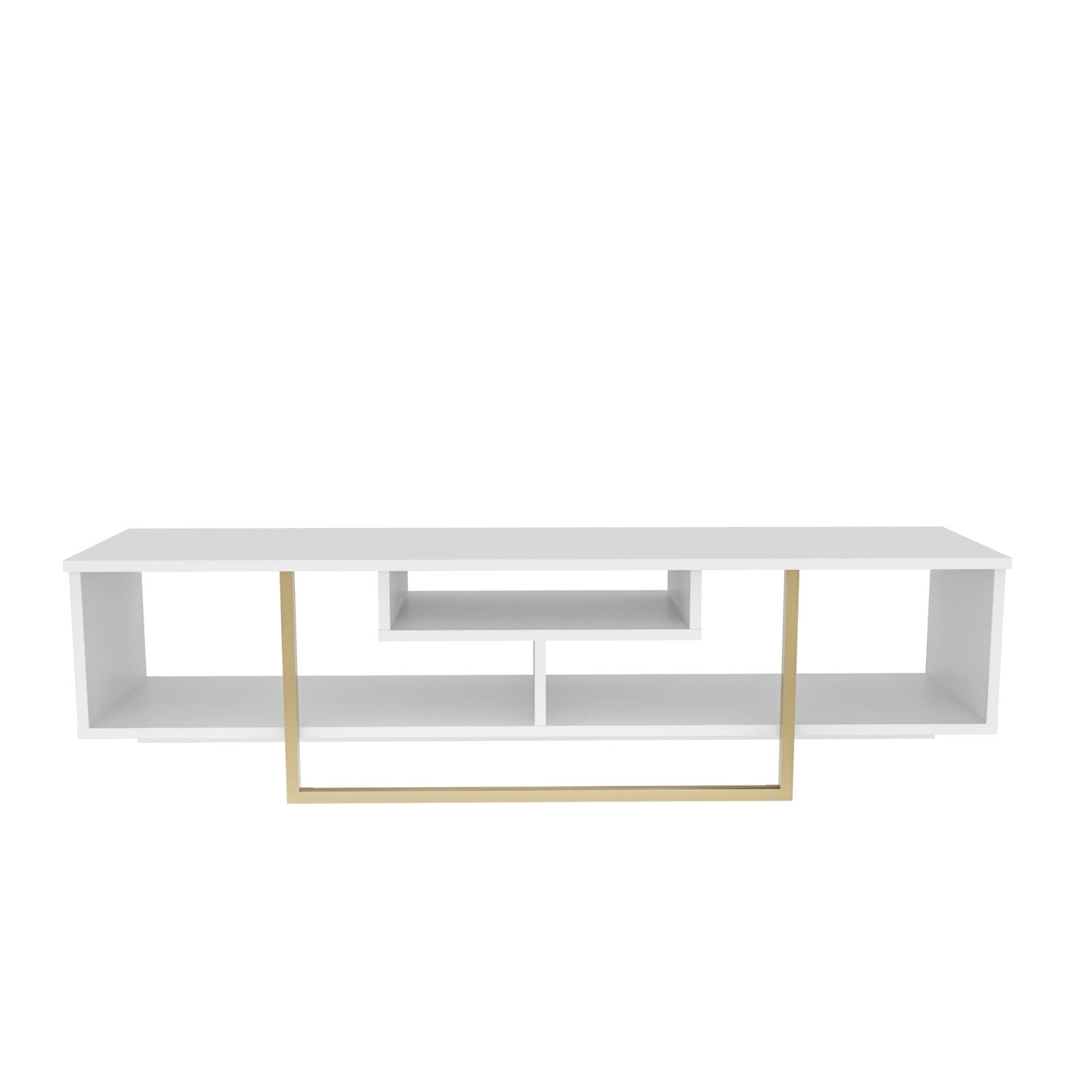Suporte de TV Glamouroso, Branco e Dourado, 150 cm x 35,2 cm x 40 cm | Painel de partículas 100% revestido em melamina, 18 mm de espessura | Elegante e funcional para salas de estar modernas