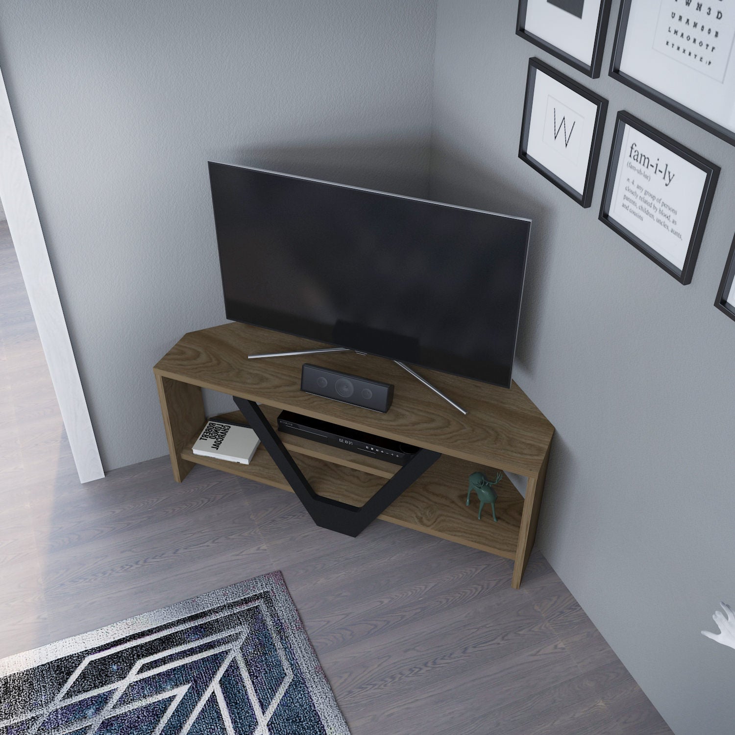 Suporte de TV elegante, dourado e preto, 90 x 35 x 36,8 cm | Painel de partículas 100% revestido de melamina, 18 mm de espessura | Perfeito para salas de estar e espaços de entretenimento modernos