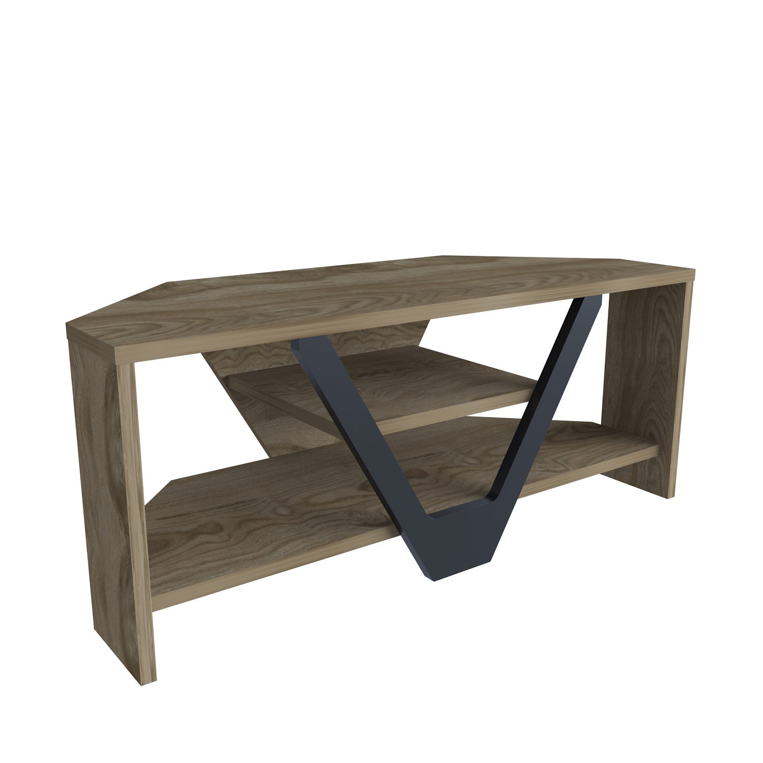 Suporte de TV elegante, nogueira e preto, 90 x 35 x 36,8 cm | Painel de partículas 100% revestido de melamina, 18 mm de espessura | Design moderno para salas de estar e espaços de entretenimento