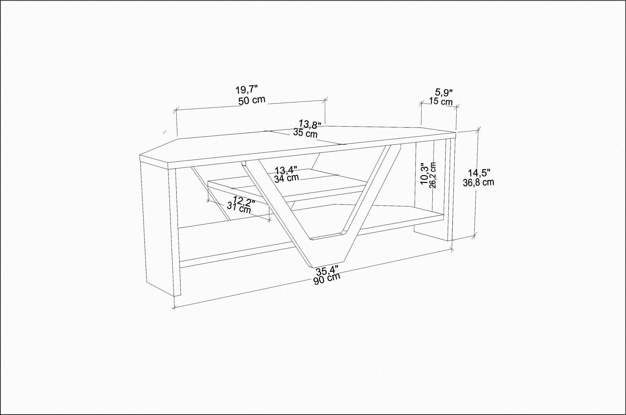 Suporte de TV elegante, nogueira e preto, 90 x 35 x 36,8 cm | Painel de partículas 100% revestido de melamina, 18 mm de espessura | Design moderno para salas de estar e espaços de entretenimento
