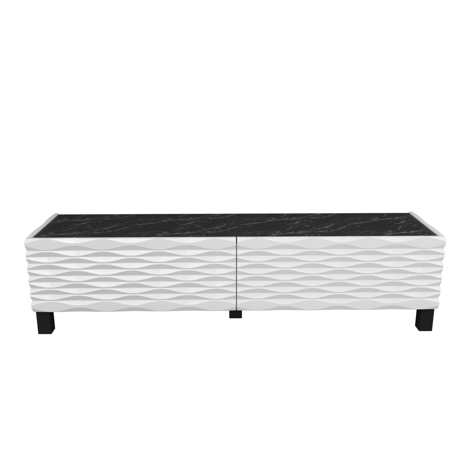 Suporte de TV tradicional, branco e preto, 149,2 x 35 x 38 cm | Painel de partículas 100% revestido em melamina, 18 mm de espessura | Design elegante para salas de estar e espaços de entretenimento