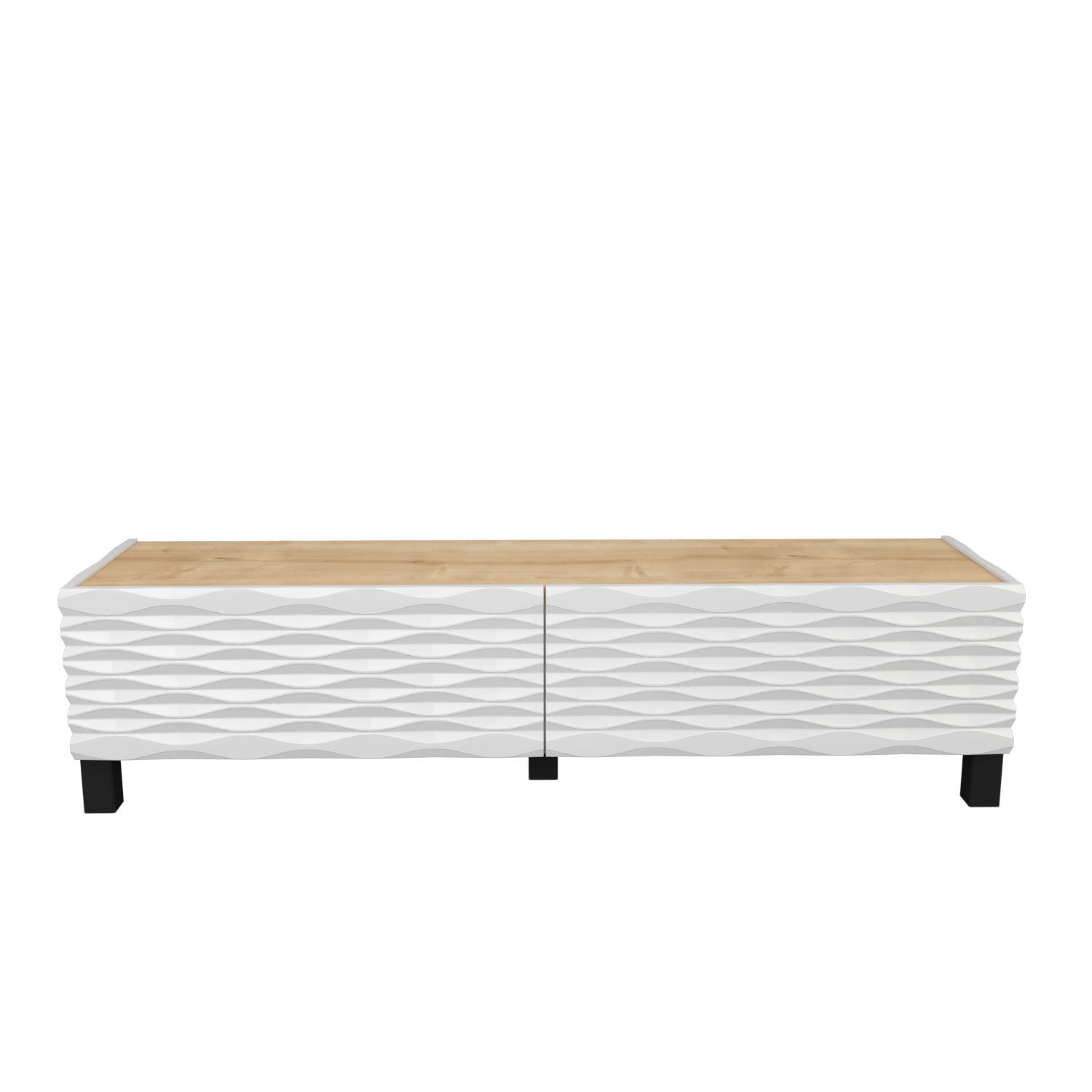 Suporte de TV tradicional, safira e branco, 149,2 x 35 x 38 cm | Painel de partículas 100% revestido de melamina, 18 mm de espessura | Solução de armazenamento elegante para salas de estar