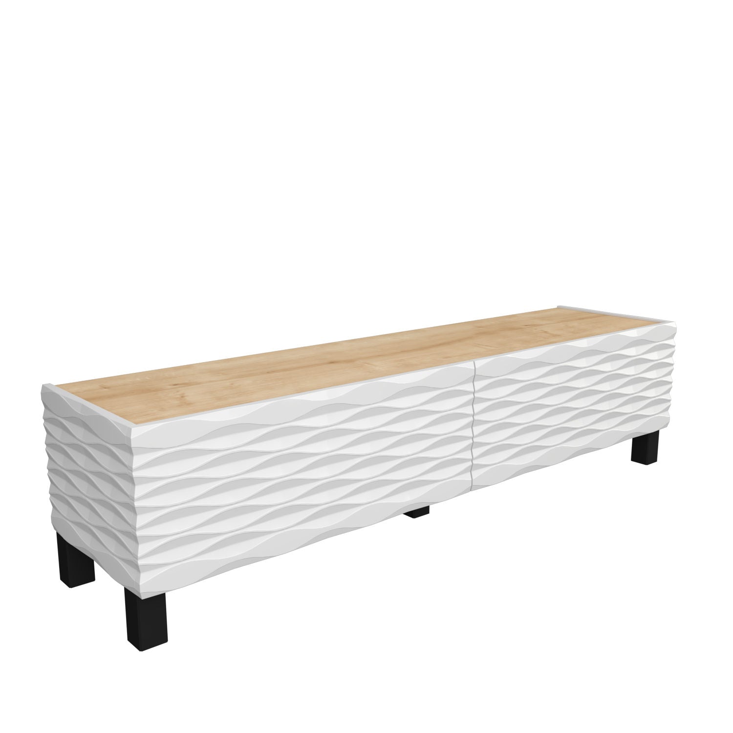Suporte de TV tradicional, safira e branco, 149,2 x 35 x 38 cm | Painel de partículas 100% revestido de melamina, 18 mm de espessura | Solução de armazenamento elegante para salas de estar