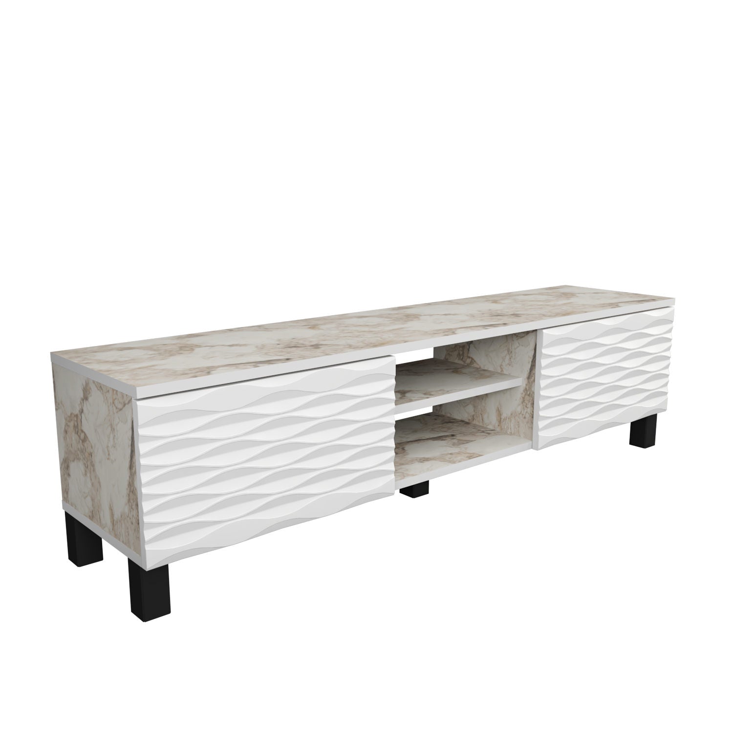 Suporte de TV tradicional branco, 150 cm x 35 cm x 40,3 cm | Painel de partículas 100% revestido de melamina, 18 mm de espessura | Design elegante e funcional para salas de estar