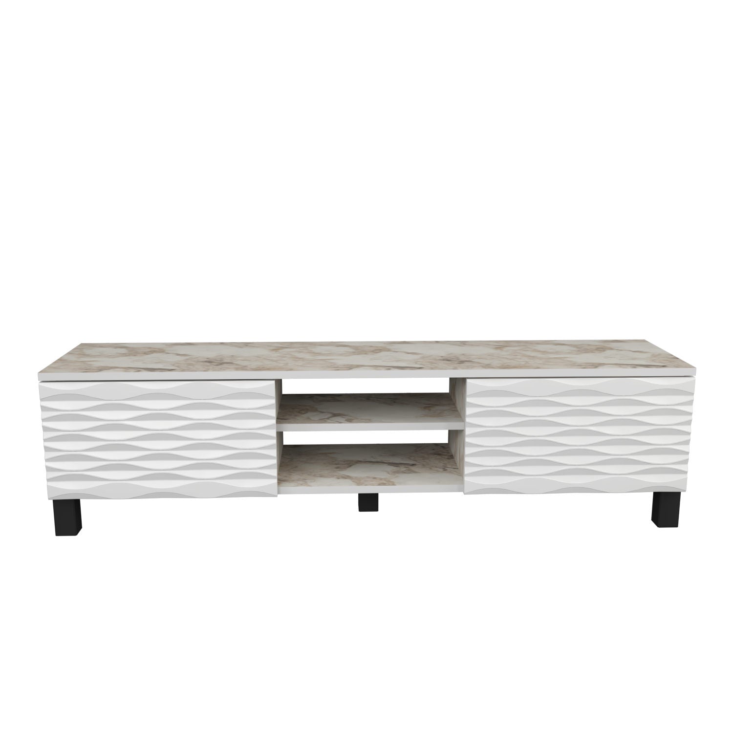 Suporte de TV tradicional branco, 150 cm x 35 cm x 40,3 cm | Painel de partículas 100% revestido de melamina, 18 mm de espessura | Design elegante e funcional para salas de estar