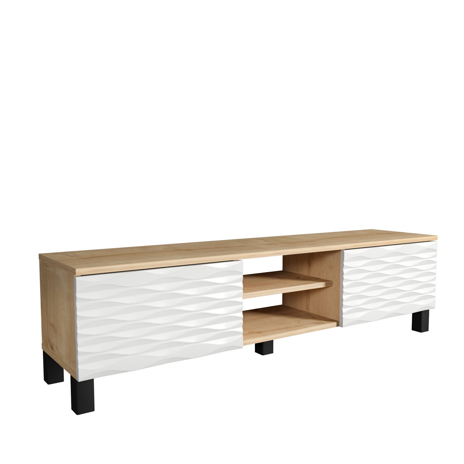 Suporte de TV tradicional, safira e branco, 150 cm x 35 cm x 40,3 cm | Painel de partículas 100% revestido de melamina, 18 mm de espessura | Design elegante e funcional para salas de estar