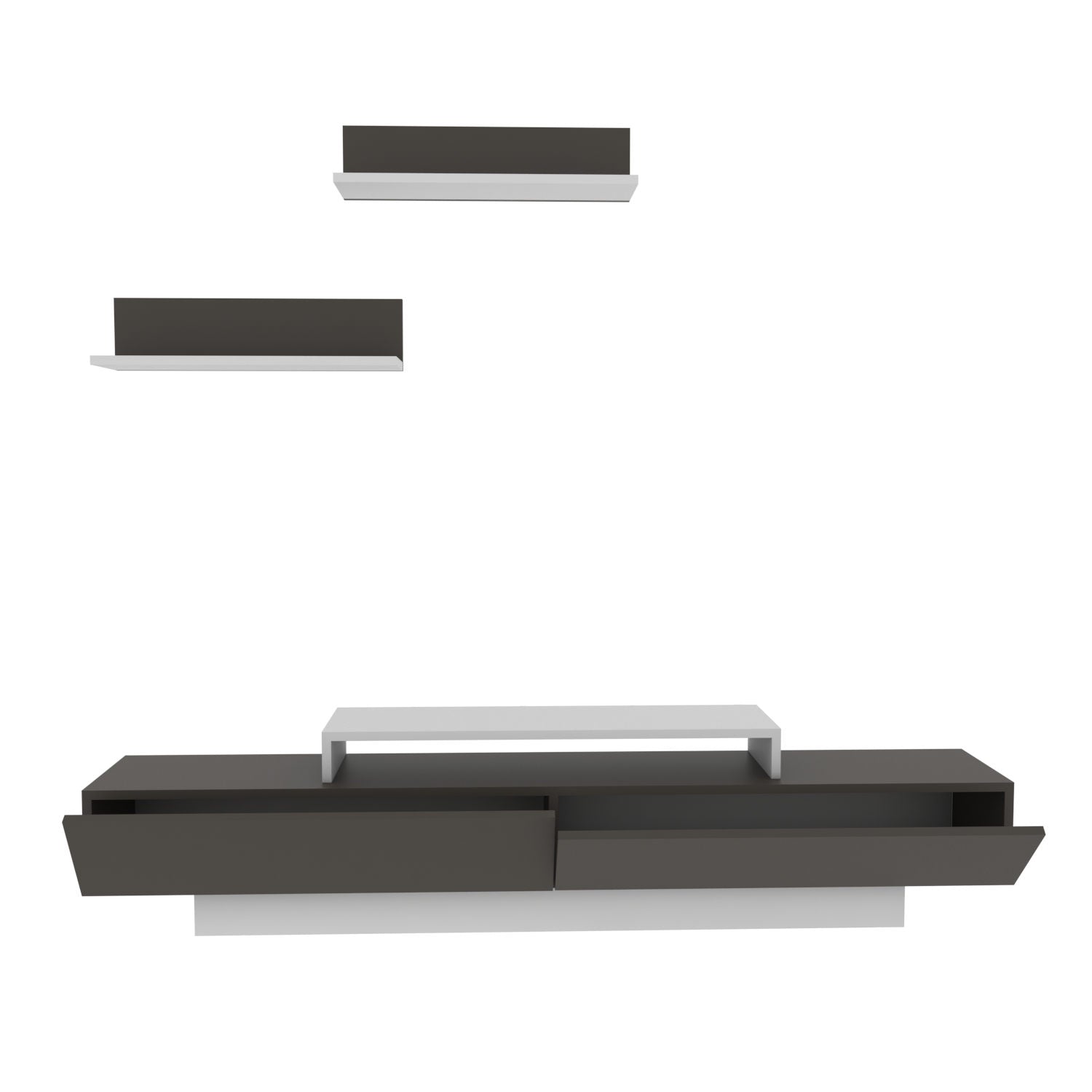 Móvel de TV escandinavo, branco e marrom, 180 x 31 x 40 cm | Painel de partículas 100% revestido em melamina, 18 mm de espessura | Inclui 2 prateleiras de parede, design elegante e funcional