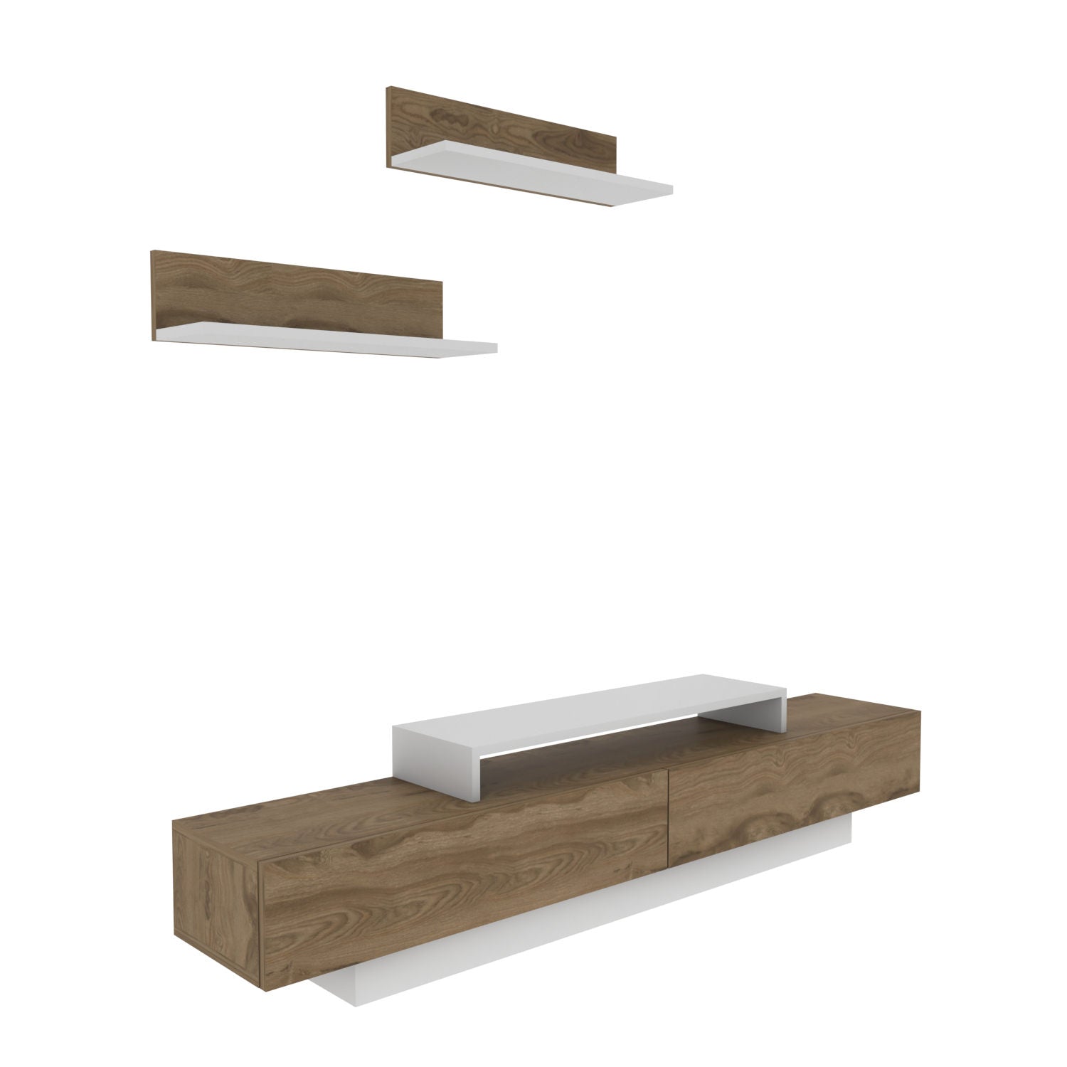 Móvel de TV escandinavo, carvalho branco e carvalho, 180 x 31 x 40 cm | Painel de partículas 100% revestido em melamina, 18 mm de espessura | Design elegante e funcional para salas de estar modernas