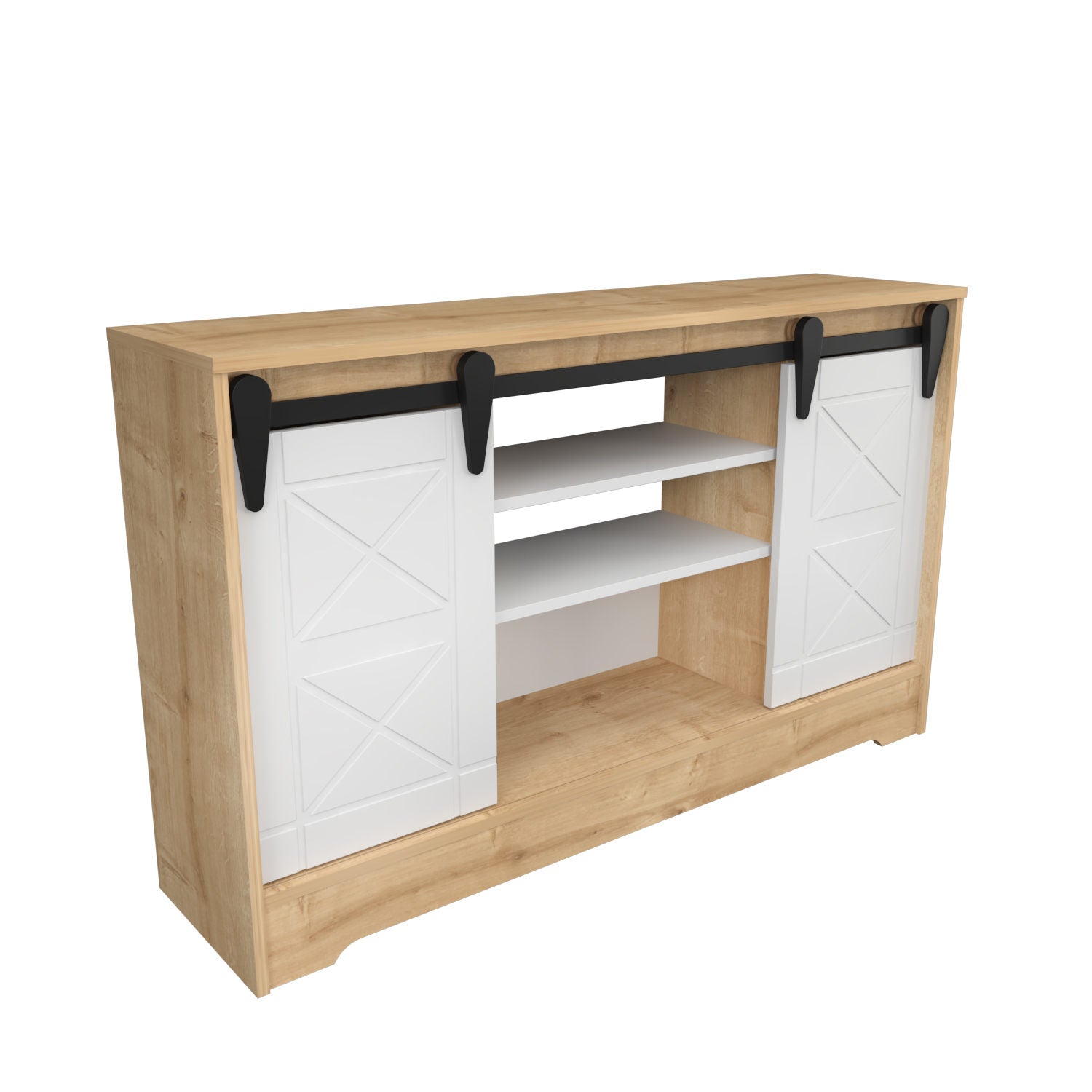 Suporte de TV tradicional, safira e branco, 140 x 35 x 85 cm | Painel de partículas 100% revestido de melamina, 18 mm de espessura | Armazenamento elegante para sala de estar