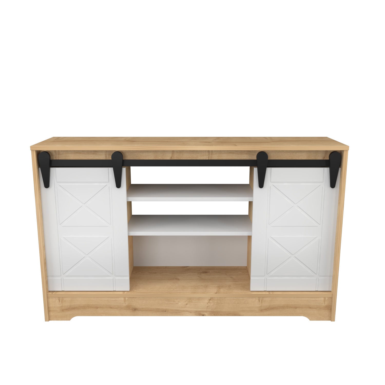 Suporte de TV tradicional, safira e branco, 140 x 35 x 85 cm | Painel de partículas 100% revestido de melamina, 18 mm de espessura | Armazenamento elegante para sala de estar