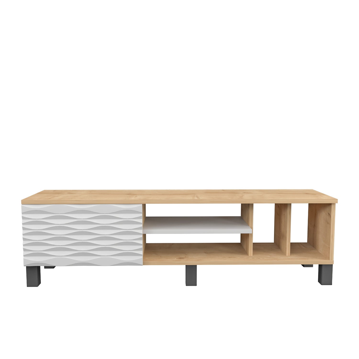 Suporte de TV tradicional, safira e branco, 140 x 35 x 40,3 cm | Painel de partículas 100% revestido de melamina, 18 mm de espessura | Design elegante para sala de estar