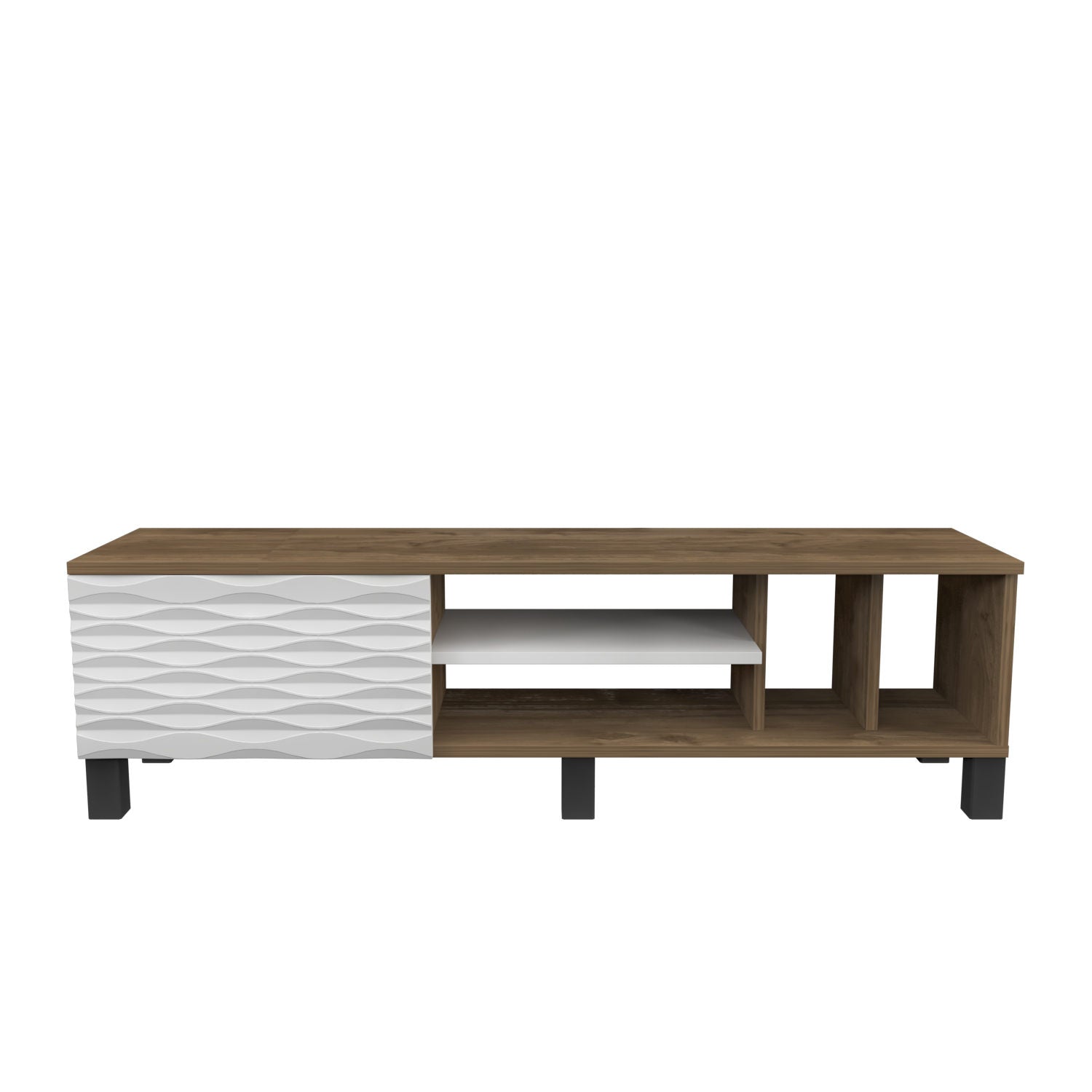Suporte de TV tradicional, nogueira e branco, 140 cm x 35 cm x 40,3 cm | Painel de partículas 100% revestido de melamina, 18 mm de espessura | Design elegante e funcional para salas de estar