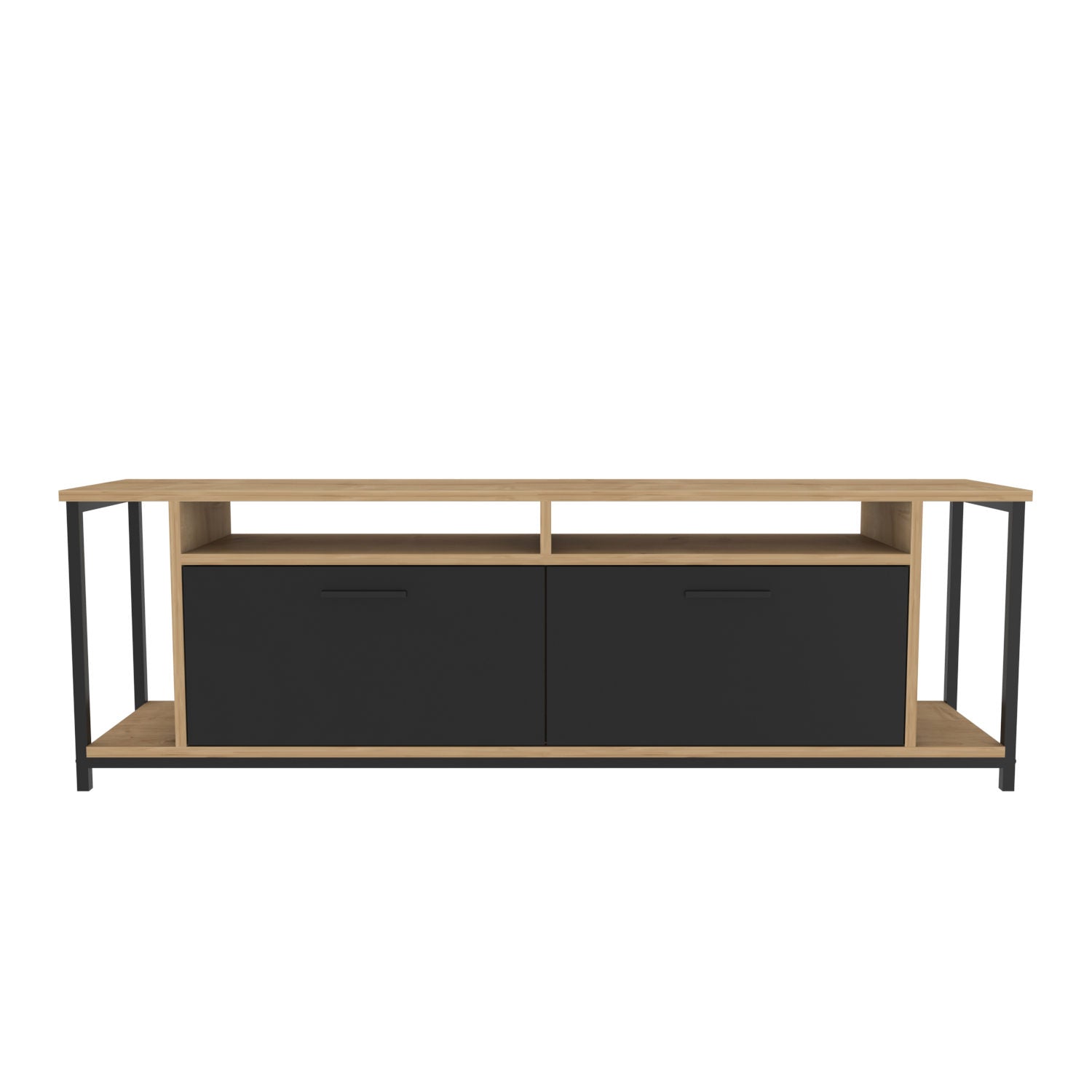 Suporte de TV industrial, carvalho e preto, 160 x 35 x 50,8 cm | Painel de partículas 100% revestido de melamina, 18 mm de espessura | Elegante e funcional para salas de estar modernas