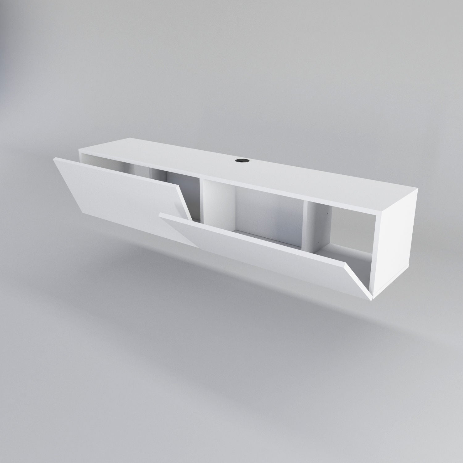 Suporte de TV escandinavo, branco, 159,7 x 36,8 x 34,1 cm | Painel de partículas 100% revestido de melamina, 18 mm de espessura | Elegante e funcional para salas de estar modernas