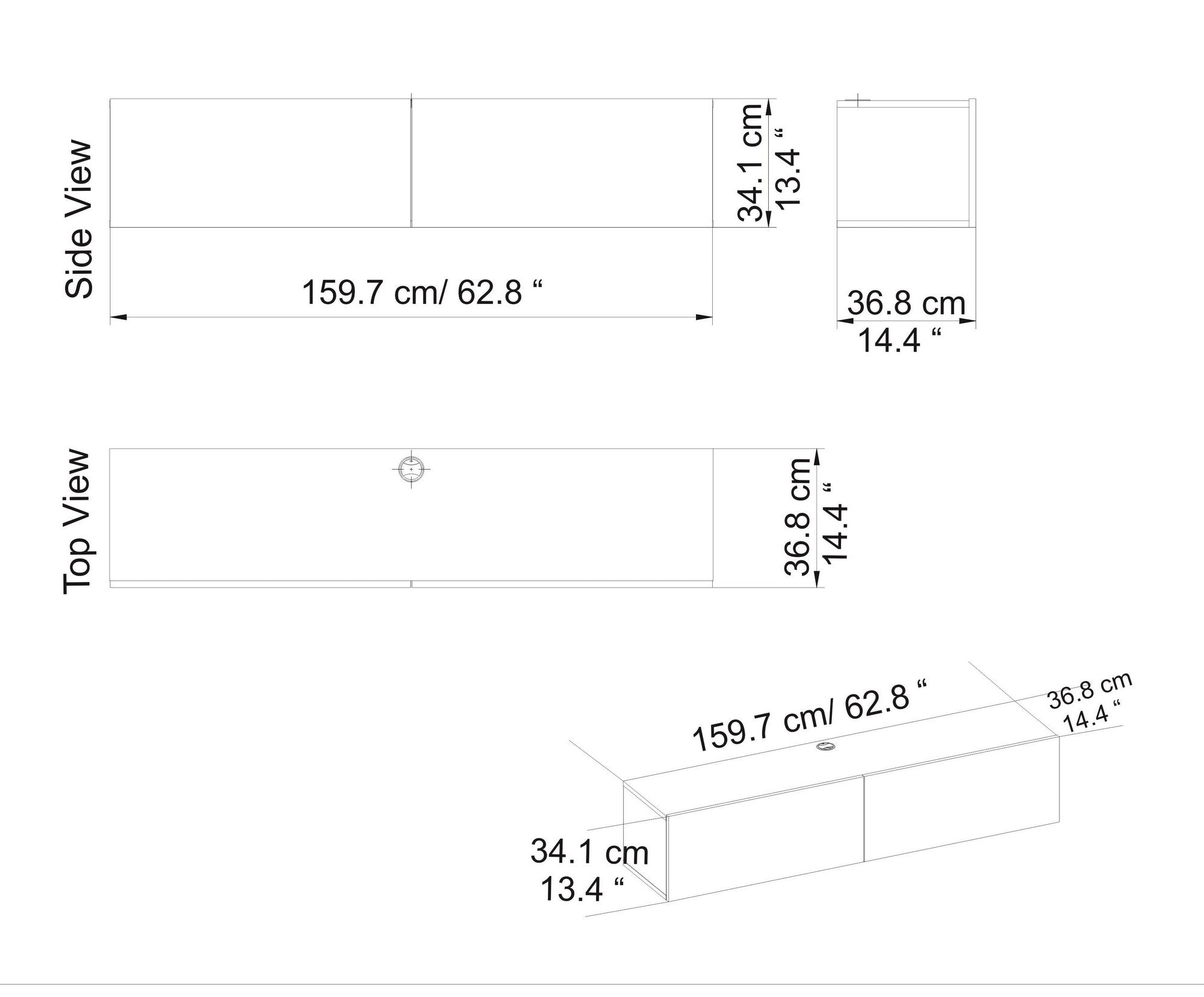 Suporte de TV escandinavo, branco, 159,7 x 36,8 x 34,1 cm | Painel de partículas 100% revestido de melamina, 18 mm de espessura | Elegante e funcional para salas de estar modernas