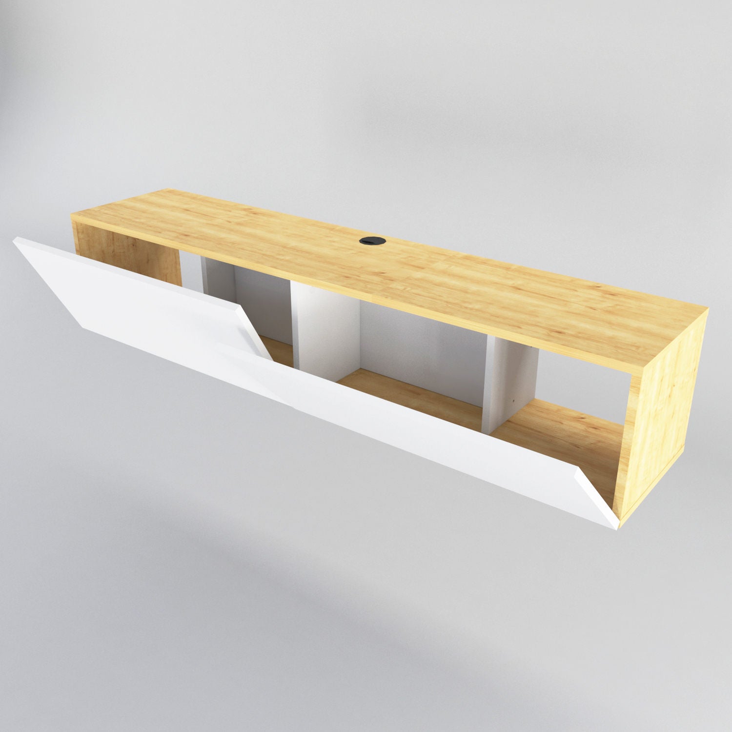 Suporte de TV escandinavo, branco e safira, 159,7 x 36,8 x 34,1 cm | Painel de partículas 100% revestido de melamina, 18 mm de espessura | Design elegante e funcional para salas de estar modernas