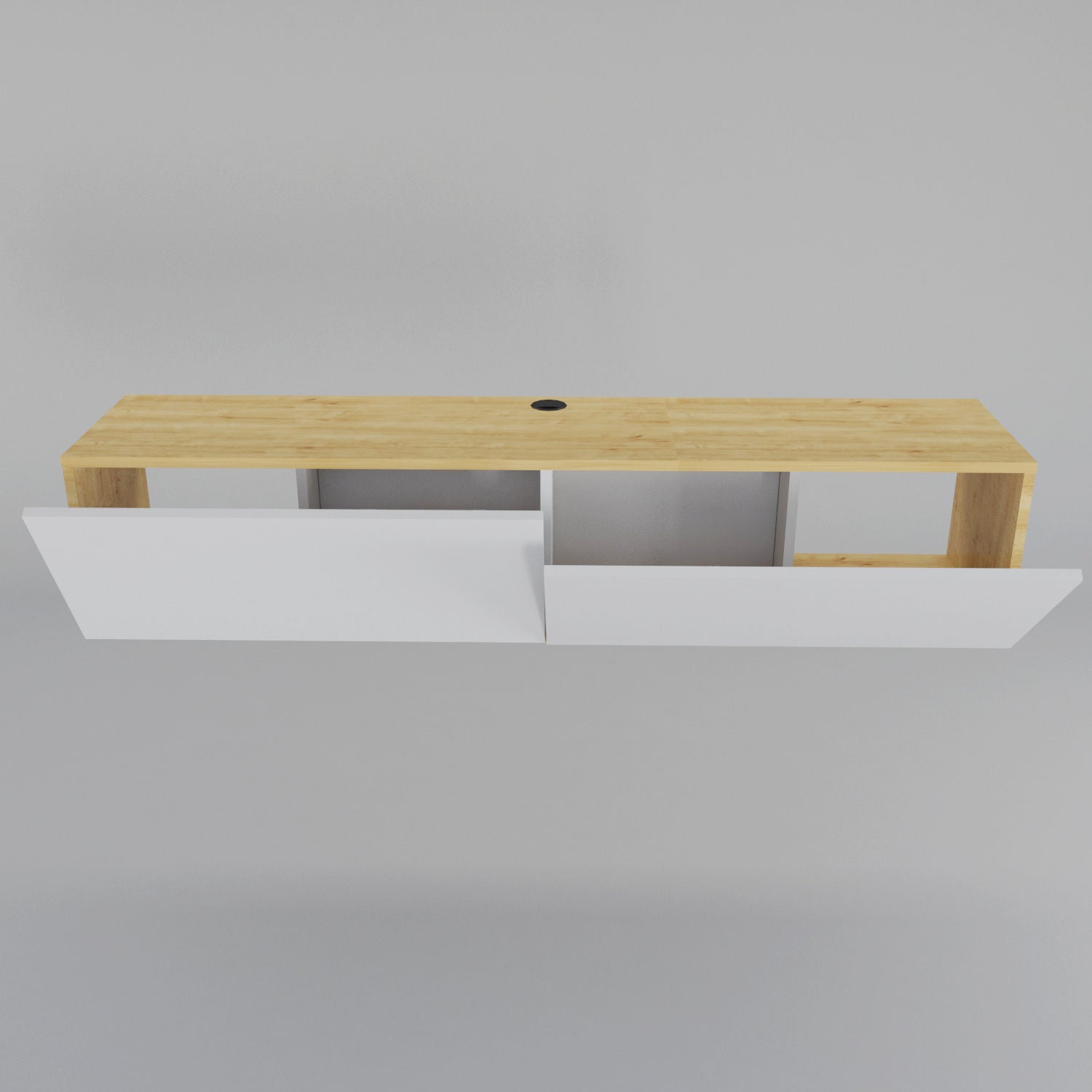Suporte de TV escandinavo, branco e safira, 159,7 x 36,8 x 34,1 cm | Painel de partículas 100% revestido de melamina, 18 mm de espessura | Design elegante e funcional para salas de estar modernas