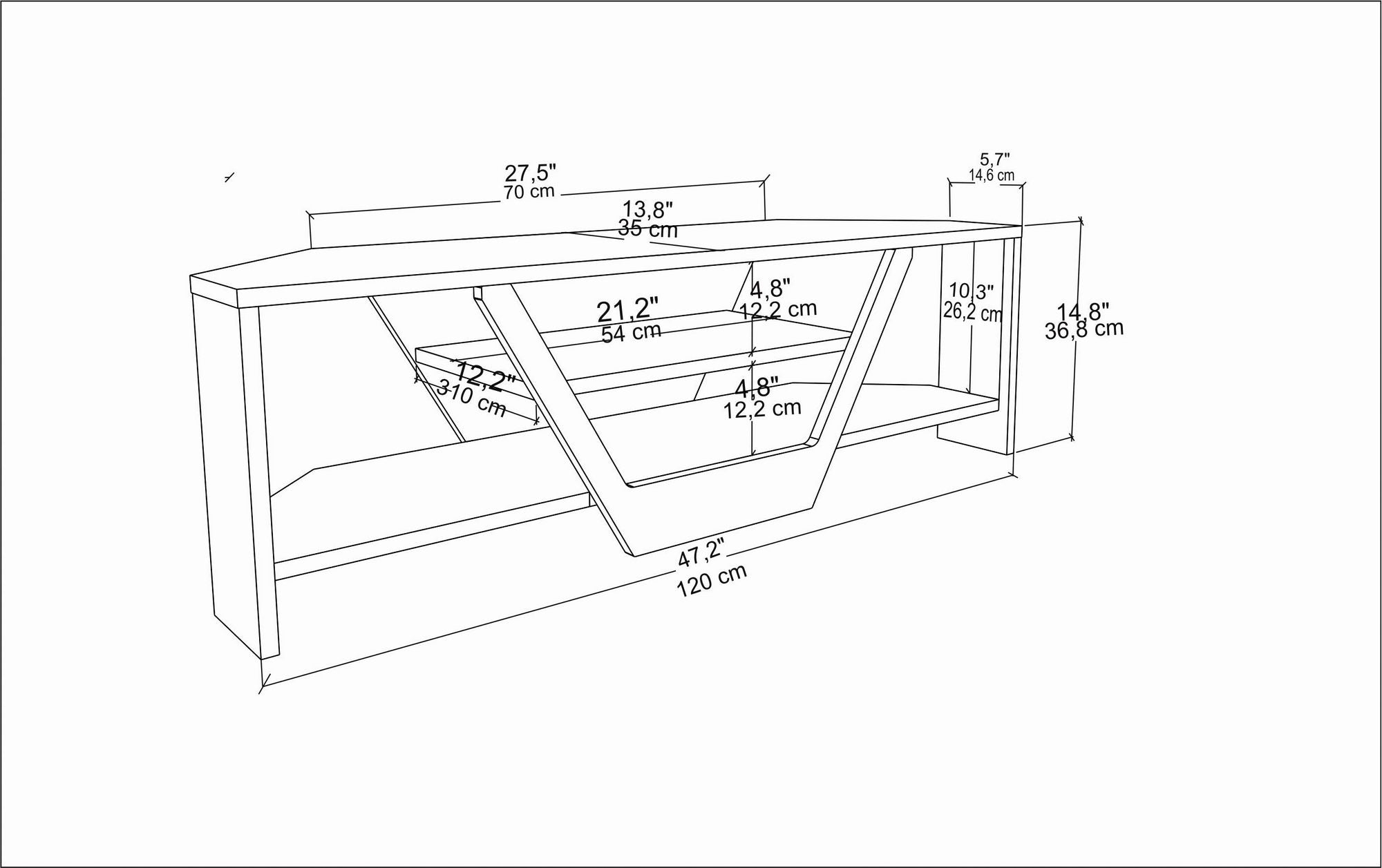 Suporte de TV elegante, nogueira e preto, 120 x 35 x 36,8 cm | Painel de partículas 100% revestido de melamina, 18 mm de espessura | Design moderno para salas de estar e espaços de entretenimento