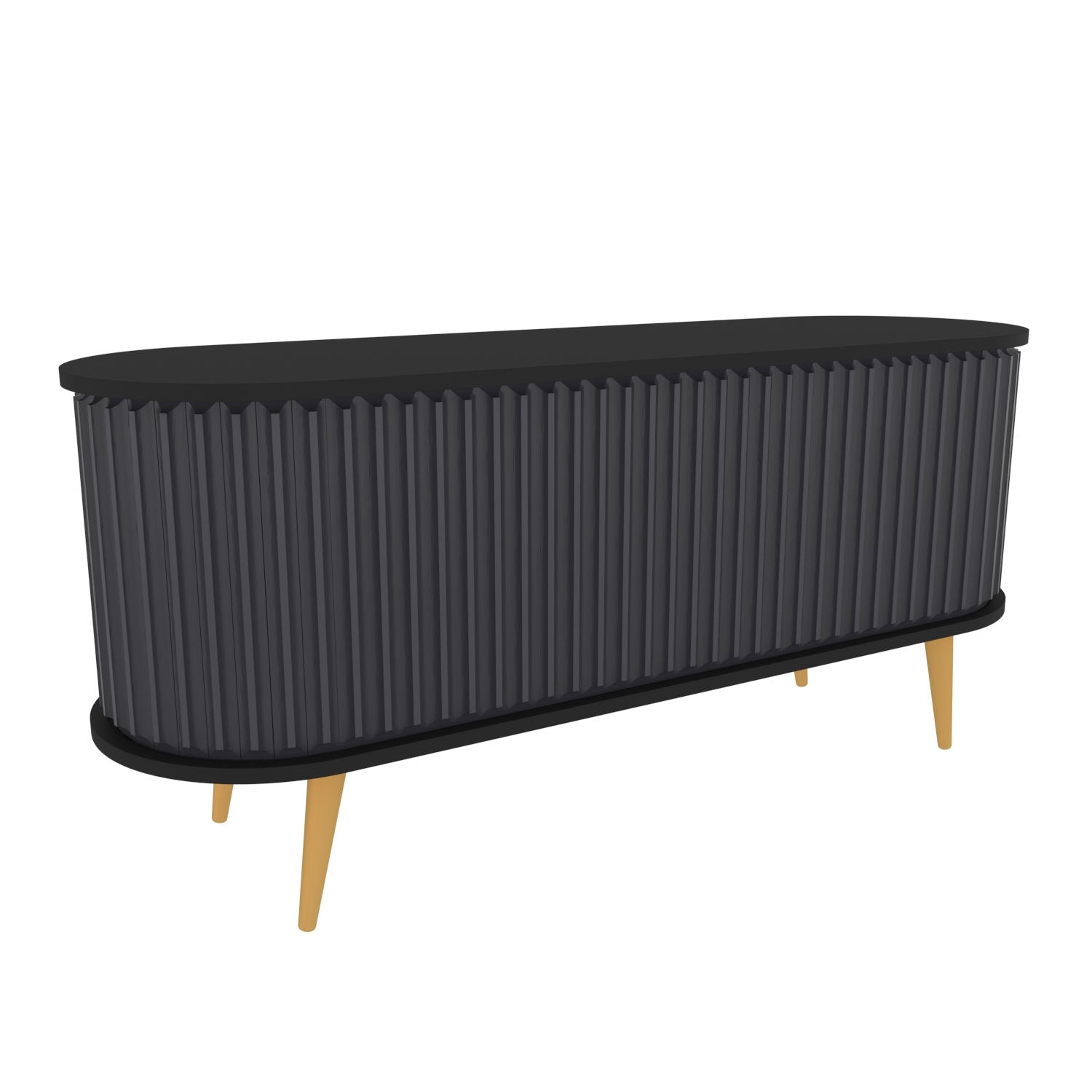 Suporte de TV elegante, preto e antracite, 140 x 43 x 64 cm | Painel de partículas 100% revestido de melamina, 18 mm de espessura | Design moderno para salas de estar e espaços de entretenimento