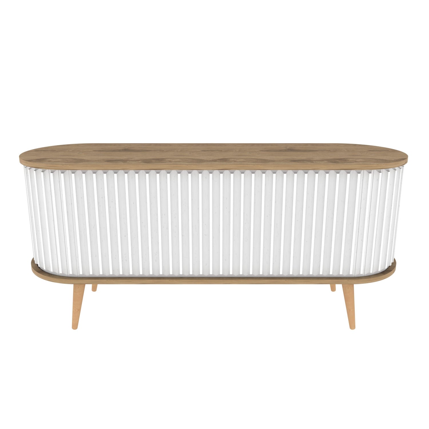 Suporte de TV moderno, carvalho oud e branco, 140 x 43 x 64 cm | Painel de partículas 100% revestido de melamina, 18 mm de espessura | Elegante e funcional para sala de estar