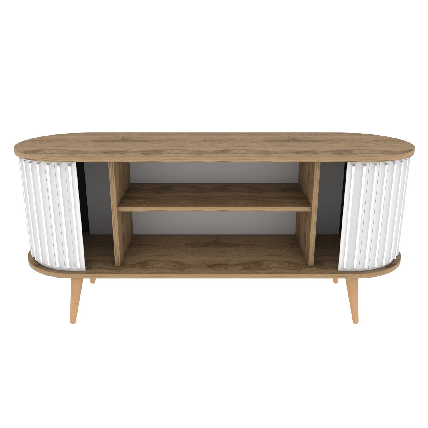 Suporte de TV moderno, carvalho oud e branco, 140 x 43 x 64 cm | Painel de partículas 100% revestido de melamina, 18 mm de espessura | Elegante e funcional para sala de estar