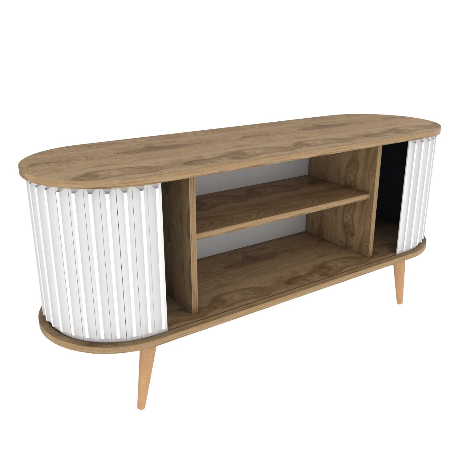 Suporte de TV moderno, carvalho oud e branco, 140 x 43 x 64 cm | Painel de partículas 100% revestido de melamina, 18 mm de espessura | Elegante e funcional para sala de estar