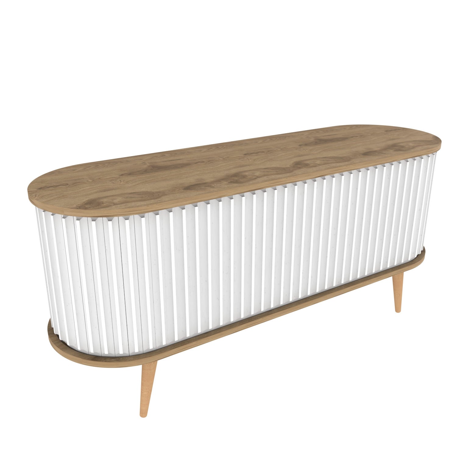 Suporte de TV moderno, carvalho oud e branco, 140 x 43 x 64 cm | Painel de partículas 100% revestido de melamina, 18 mm de espessura | Elegante e funcional para sala de estar