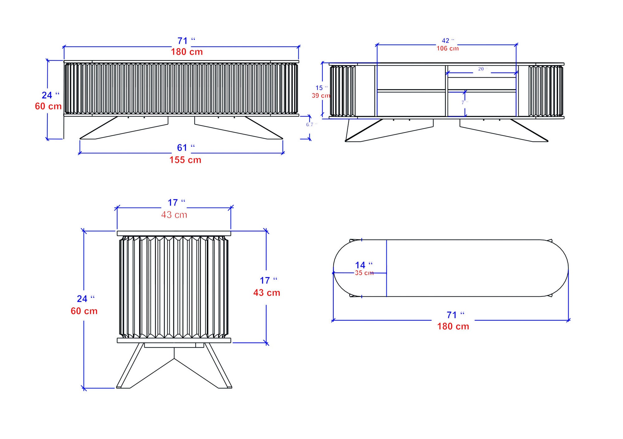 Suporte de TV moderno, antracite e branco, 180 x 43 x 60 cm | Painel de partículas 100% revestido em melamina, 18 mm de espessura | Elegante e funcional para salas de estar
