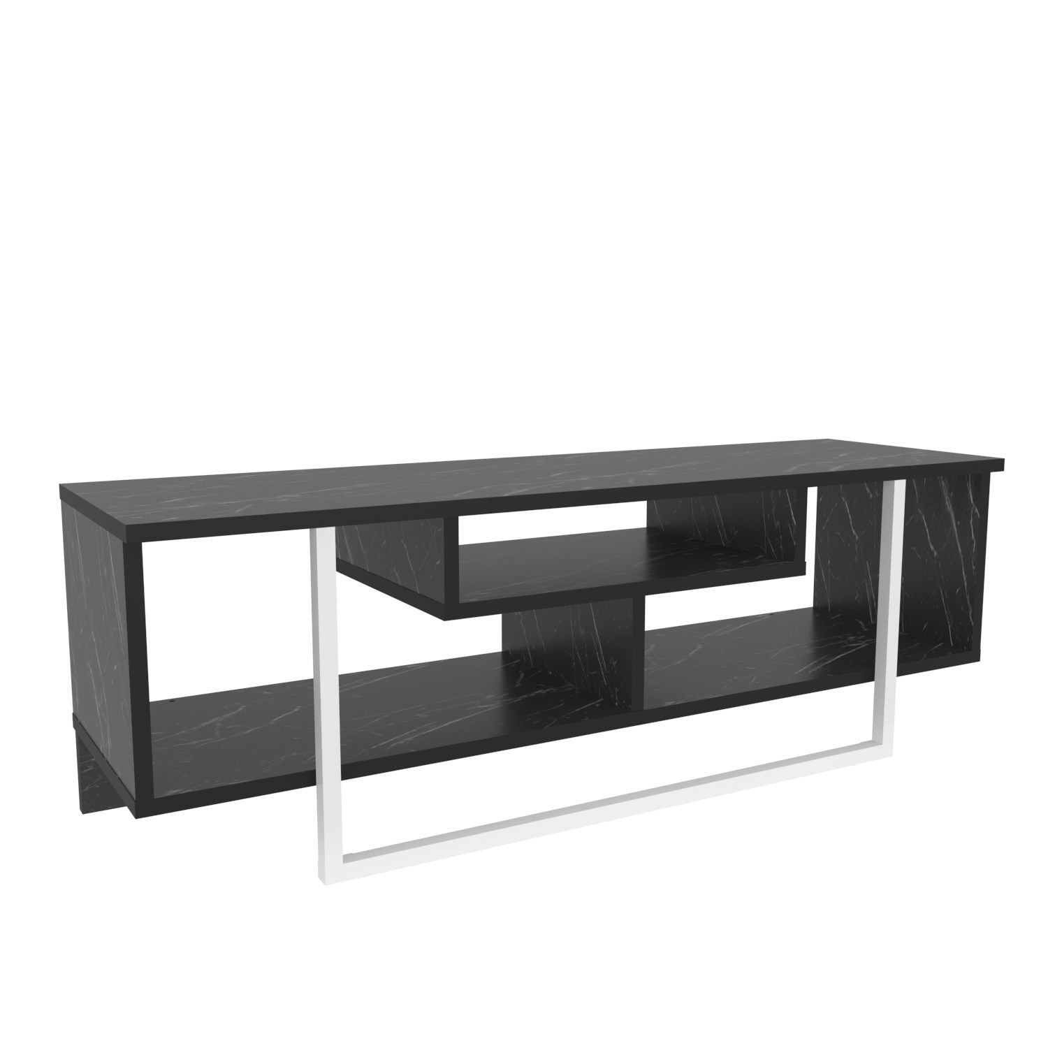 Suporte de TV elegante, preto e branco, 120 x 35,2 x 40,2 cm | Painel de partículas 100% revestido de melamina, 18 mm de espessura | Design moderno para salas de estar e espaços de entretenimento