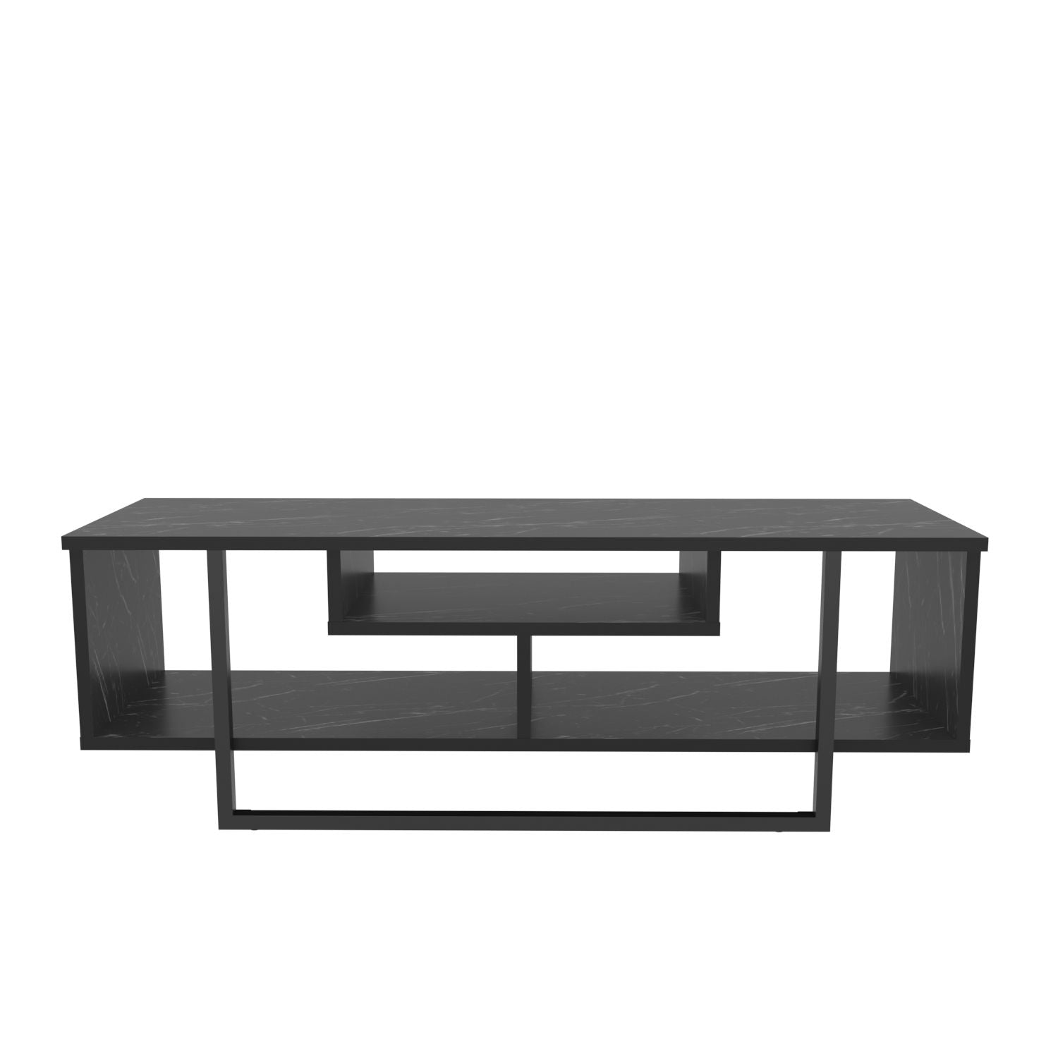 Suporte de TV elegante preto, 120 cm x 35,2 cm x 40,2 cm | Painel de partículas 100% revestido de melamina, 18 mm de espessura | Design moderno para salas de estar e espaços de entretenimento