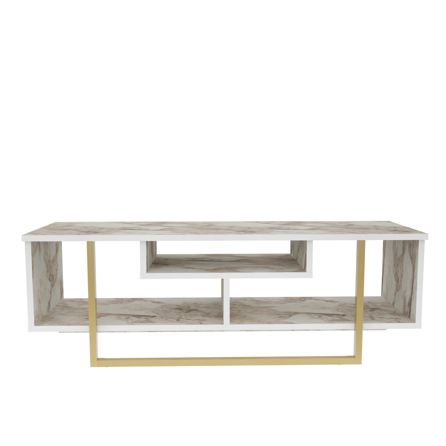 Suporte de TV Glamouroso, Branco e Dourado, 120 x 35,2 x 40,2 cm | Painel de partículas 100% revestido em melamina, 18 mm de espessura | Elegante e funcional para salas de estar modernas