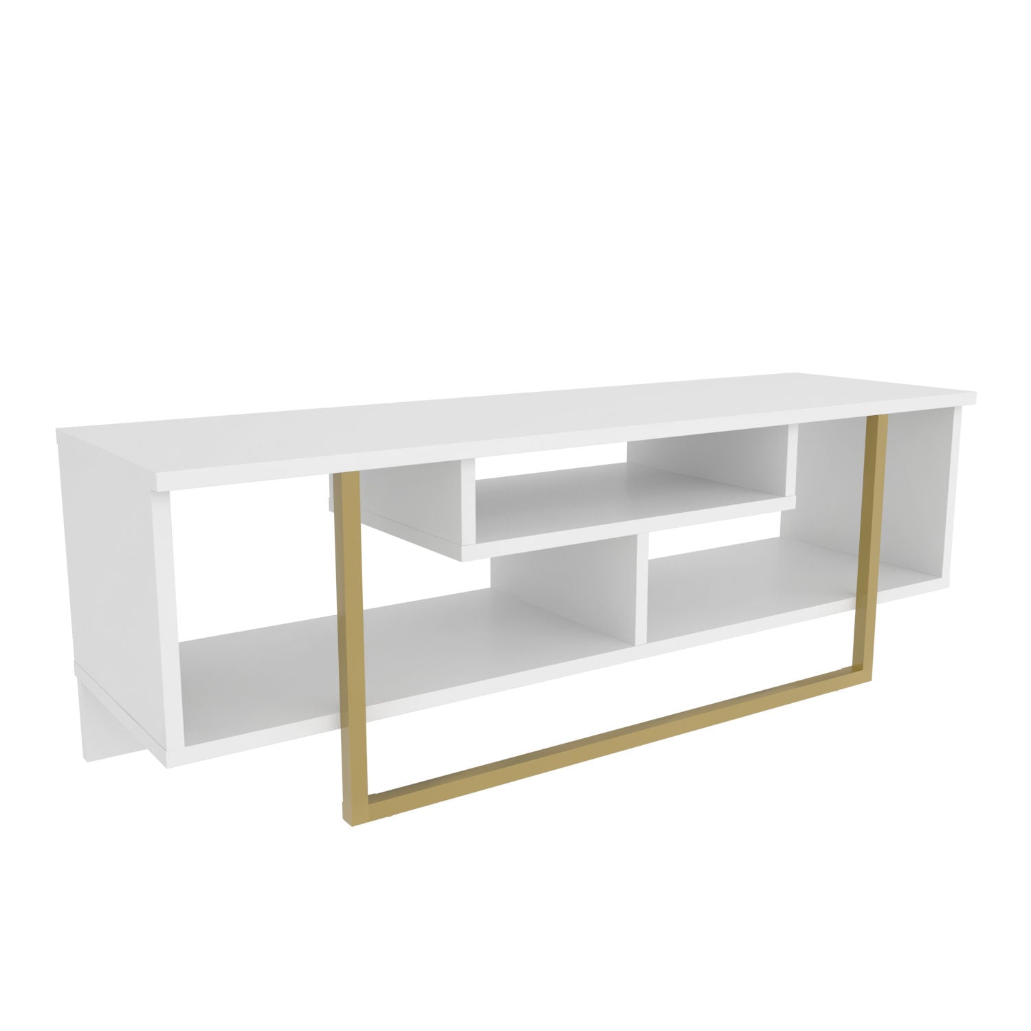 Suporte de TV Glamouroso, Dourado e Branco, 120 x 35,2 x 40,2 cm | Painel de partículas 100% revestido em melamina, 18 mm de espessura | Elegante e funcional para salas de estar modernas