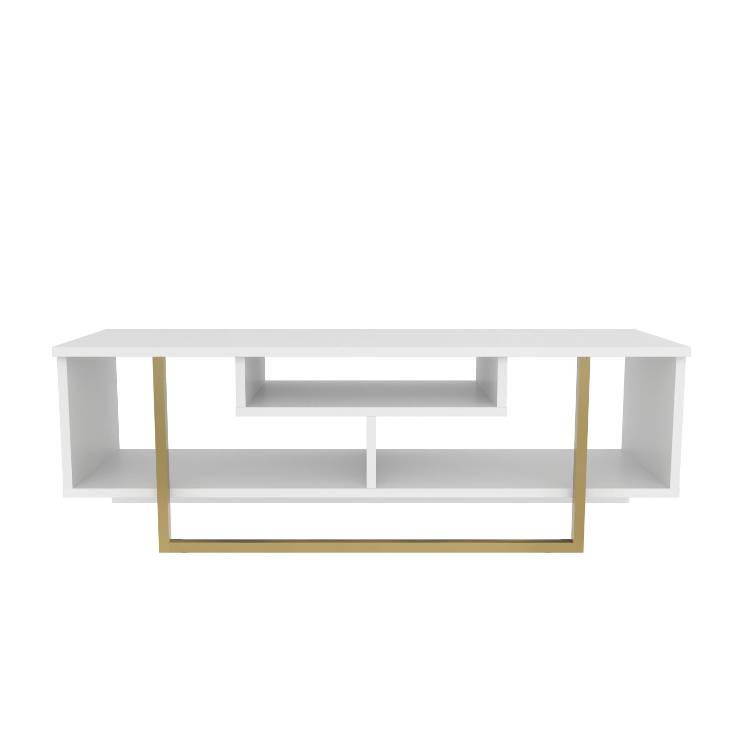 Suporte de TV Glamouroso, Dourado e Branco, 120 x 35,2 x 40,2 cm | Painel de partículas 100% revestido em melamina, 18 mm de espessura | Elegante e funcional para salas de estar modernas