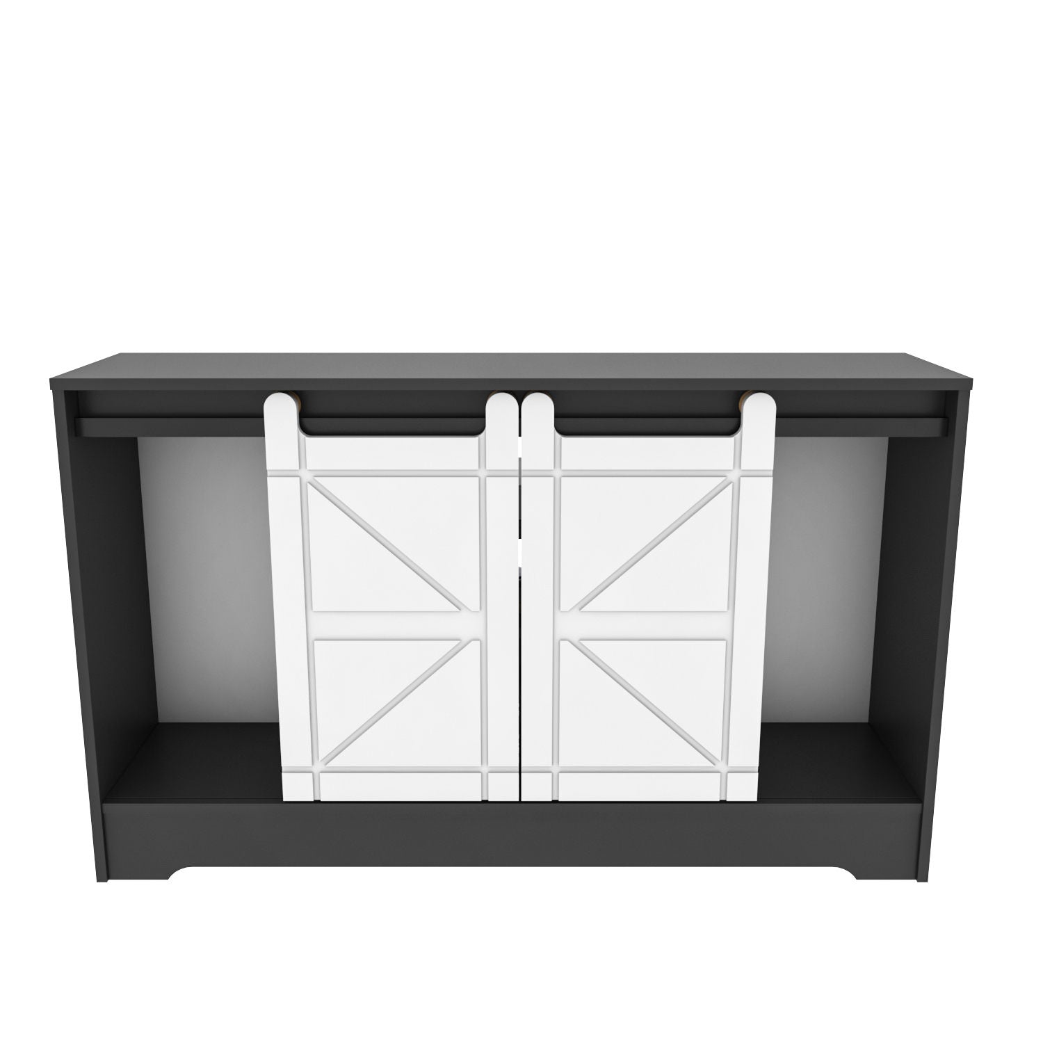 Suporte de TV tradicional, cinza e branco, 140 x 35 x 85 cm | Painel de partículas 100% revestido em melamina, 18 mm de espessura | Solução de armazenamento elegante para salas de estar