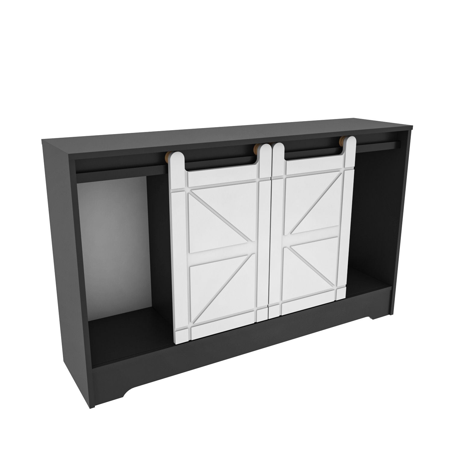 Suporte de TV tradicional, cinza e branco, 140 x 35 x 85 cm | Painel de partículas 100% revestido em melamina, 18 mm de espessura | Solução de armazenamento elegante para salas de estar