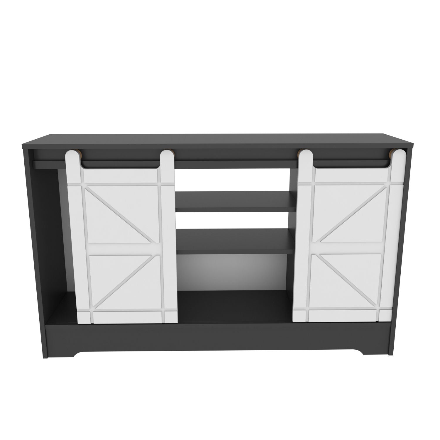 Suporte de TV tradicional, cinza e branco, 140 x 35 x 85 cm | Painel de partículas 100% revestido em melamina, 18 mm de espessura | Solução de armazenamento elegante para salas de estar