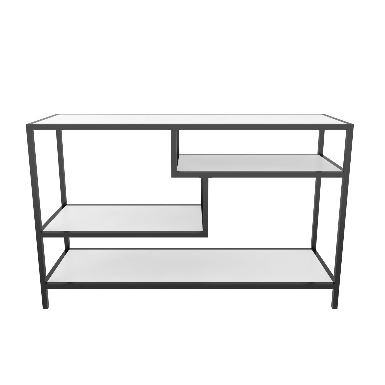Móvel de TV elegante, preto e branco, 120 x 39 x 75 cm | Painel de partículas 100% revestido de melamina e estrutura de metal, 18 mm de espessura | Design moderno para sala de estar