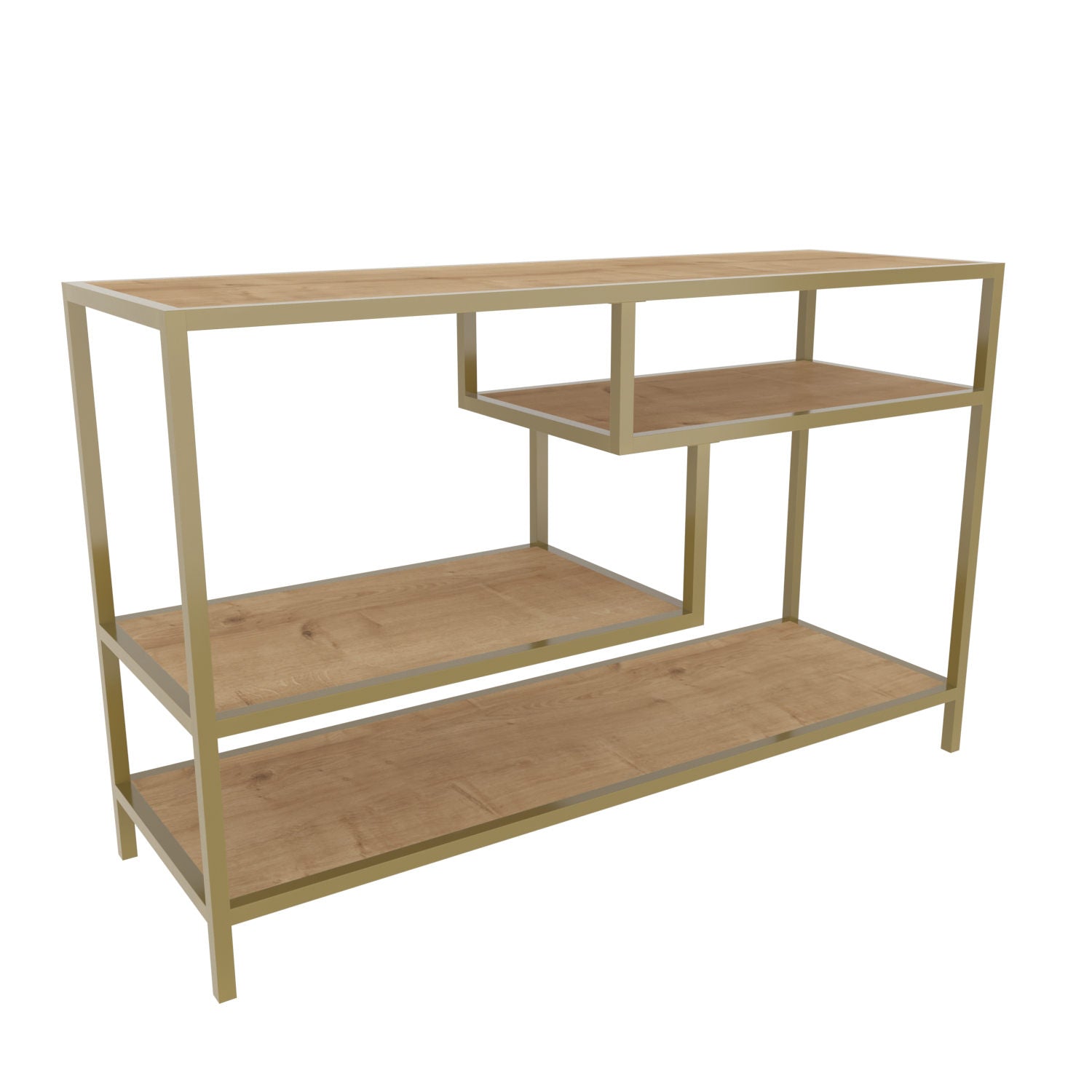 Móvel de TV Glamouroso, Dourado e Carvalho, 120 x 39 x 75 cm | Painel de partículas 100% revestido em melamina, 18 mm de espessura, estrutura de metal resistente | Design elegante e funcional para salas de estar modernas