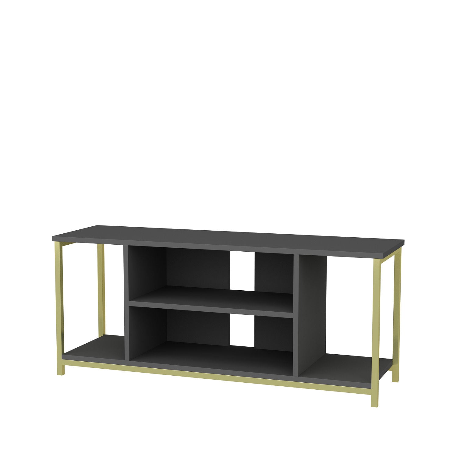 Móvel de TV Glamouroso, Antracite e Dourado, 120 x 35 x 50,8 cm | Painel de partículas 100% revestido em melamina, 18 mm de espessura, estrutura de metal resistente | Design elegante e funcional para salas de estar modernas