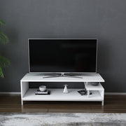 Móvel de TV escandinavo, branco, 120 x 44,6 x 37,6 cm | Painel de partículas 100% revestido de melamina, 18 mm de espessura | Elegante e funcional para salas de estar modernas