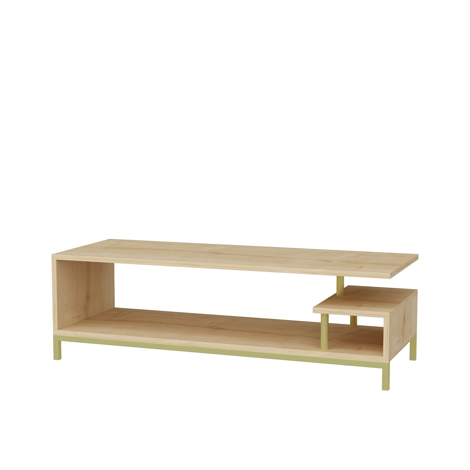 Móvel de TV elegante, dourado e carvalho, 120 x 44,6 x 37,6 cm | Painel de partículas 100% revestido de melamina, 18 mm de espessura | Design moderno para salas de estar e espaços de entretenimento