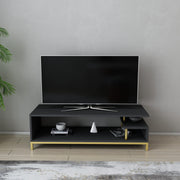 Móvel de TV Glamouroso, Dourado e Antracite, 120 x 44,6 x 37,6 cm | Painel de partículas 100% revestido em melamina, 18 mm de espessura | Elegante e funcional para salas de estar modernas