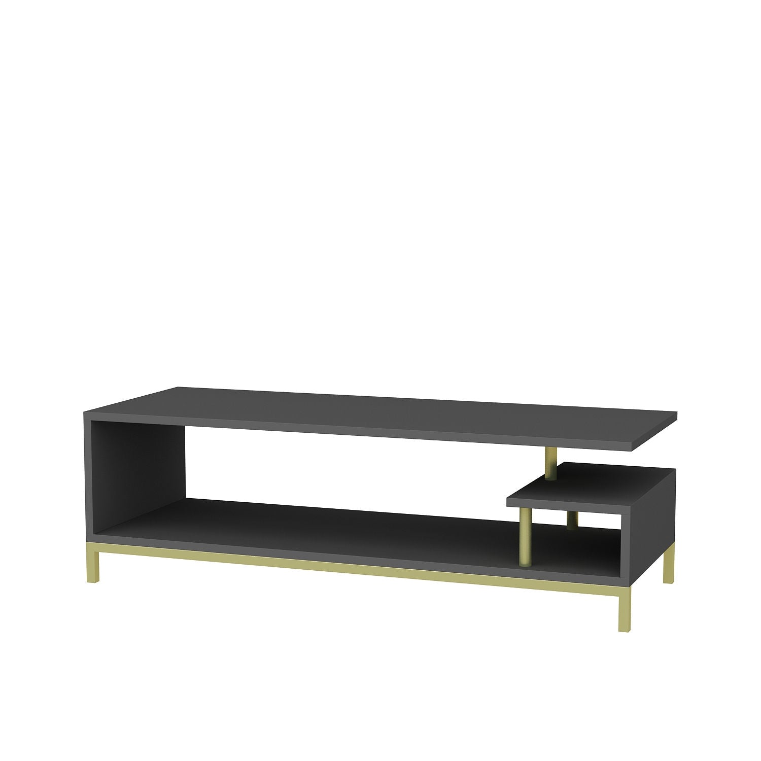 Móvel de TV Glamouroso, Dourado e Antracite, 120 x 44,6 x 37,6 cm | Painel de partículas 100% revestido em melamina, 18 mm de espessura | Elegante e funcional para salas de estar modernas