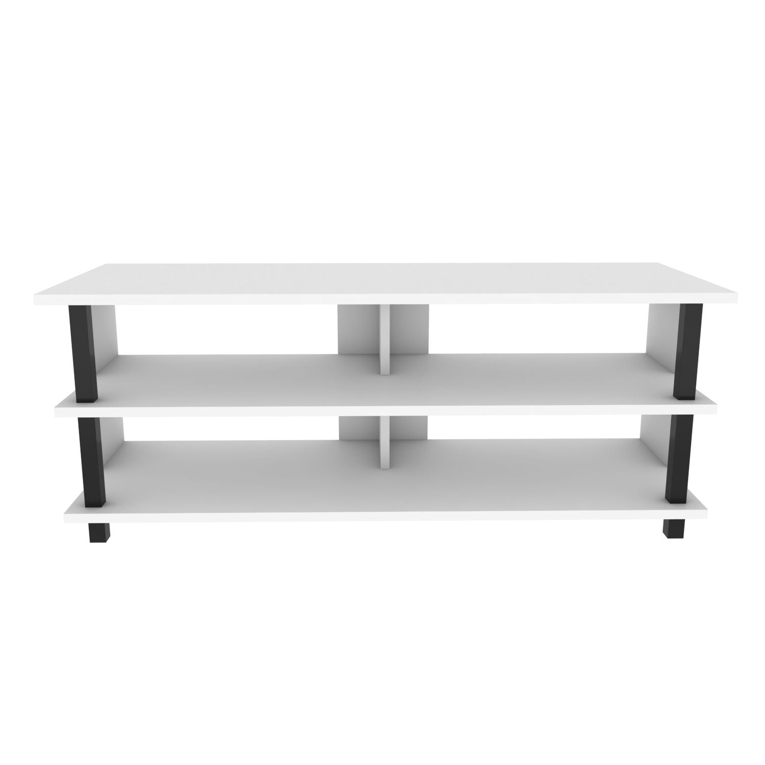 Móvel de TV elegante, preto e branco, 120 cm x 44,6 cm x 47,4 cm | Painel de partículas 100% revestido de melamina, 18 mm de espessura | Design moderno para sala de estar