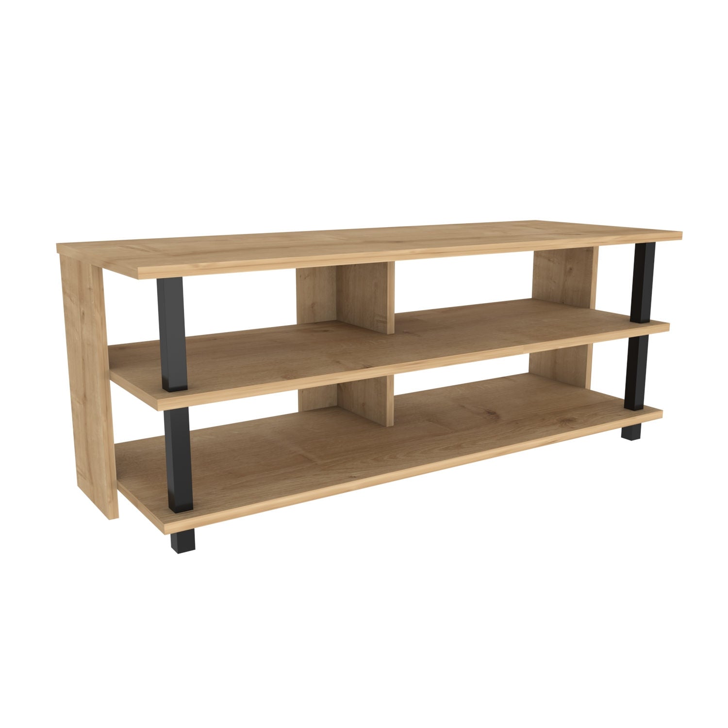Móvel de TV industrial, preto e carvalho, 120 x 44,6 x 47,4 cm | Painel de partículas 100% revestido de melamina, 18 mm de espessura | Elegante e durável para salas de estar modernas